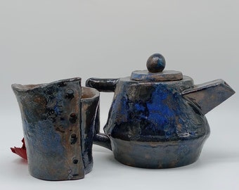 Ceramic Japanese Teapot + Cup | Japandi Teapot | Tea Lover Gift | Clay Pottery Teapot | Handmade Stoneware | Wedding Gift | Artisanal Teapot