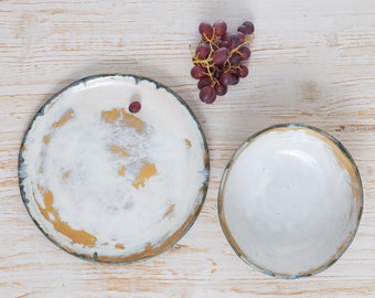 Handmade Ceramic Dinner Plate | Italian Pottery | Stoneware Dinnerware | Wedding Gift | Serving Plate | Rustic Farmhouse Kitchen
