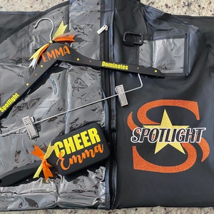 Custom Cheer Garment Bag Set: Personalized Hanger & Brush