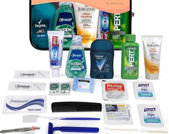 CustomToiletry Travel Convenience Kit - TSA-geprüft - Pflege Toilettenartikel Hygiene Essentials Auf Reisen