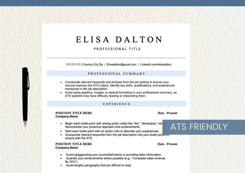 ATS Friendly Resume Template for - Il 794xN.5994069430 5pum 