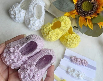 Crochet Ballet Shoes -Newborn Baby Shoes -Gifts for Moms -Baby Showers -Postpartum Gift -0 to 6 Months Shoes