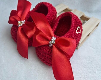 Zapatos De Ballet De Ganchillo -Zapatos De Bebe Recién Nacido -Regalos Para Mamás -Baby Showers -Regalo Postparto -Zapatos De 0 a 6 Meses