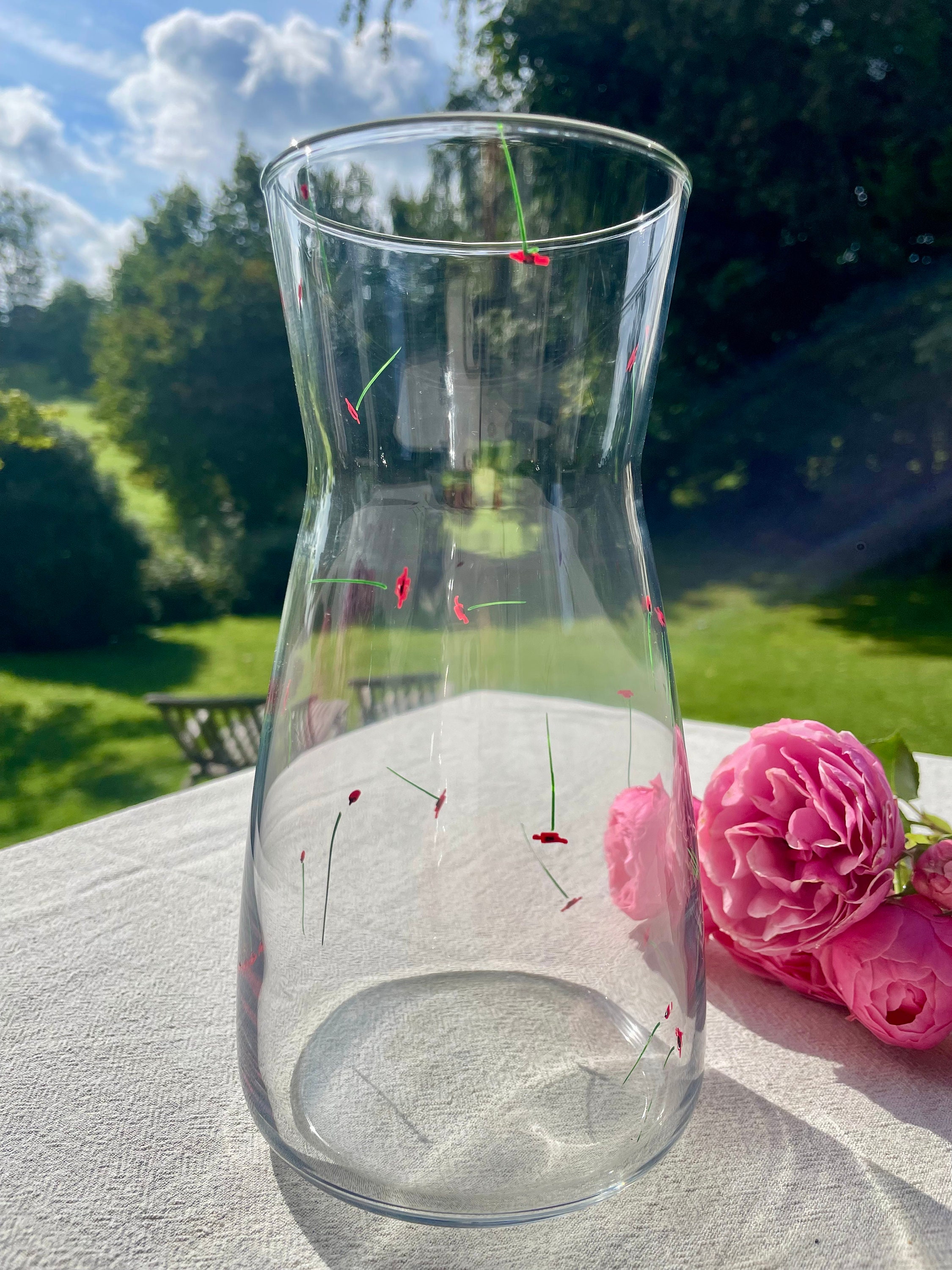Carafe floral peint à la main