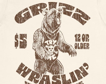Grizzly Bear Wrestling Premium T-Shirt, Yellowstone