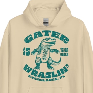 Alligator Wrestling Fleece Hoodie, Florida, Funny