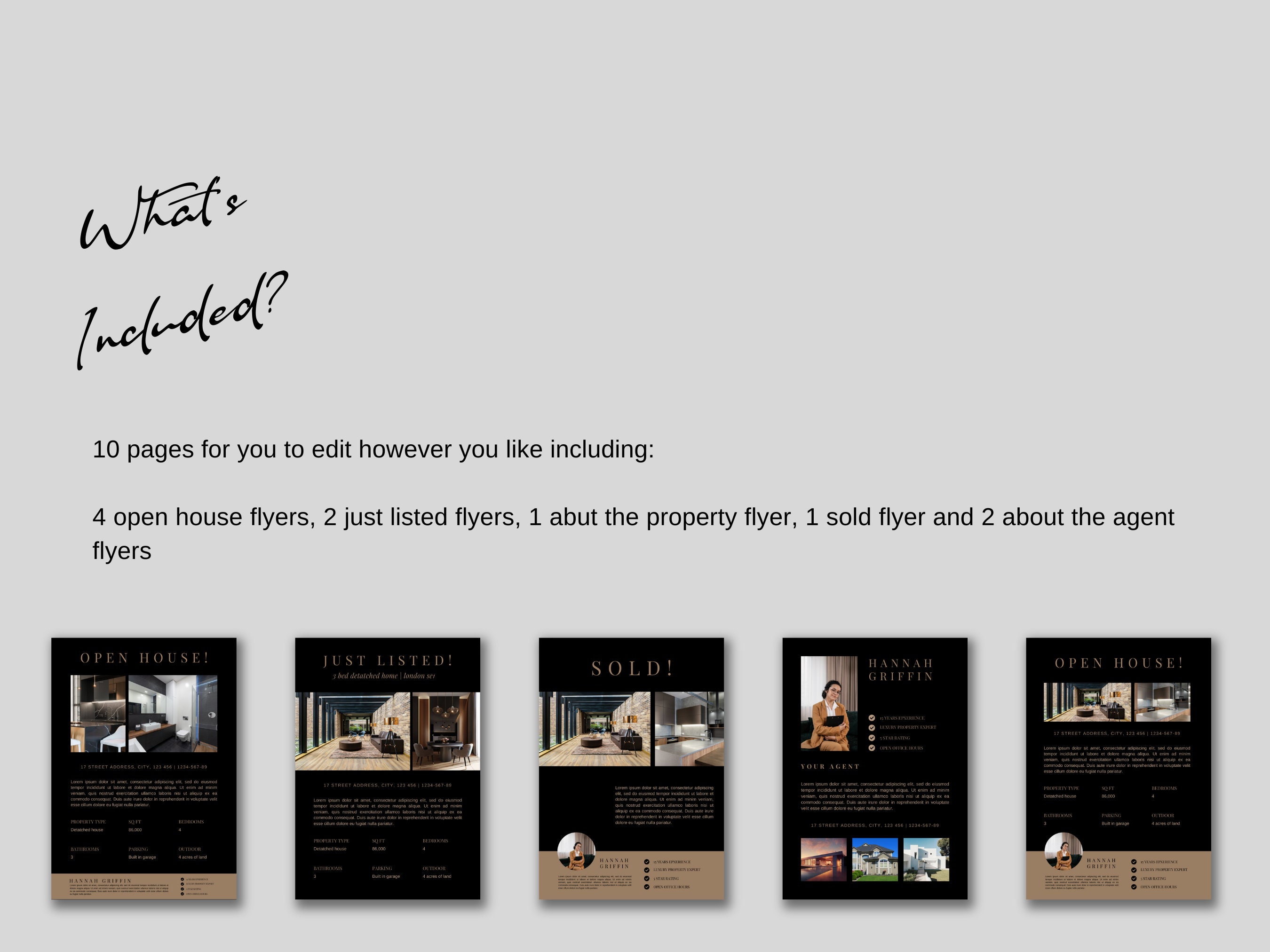 Wharf Luxury Real Estate Flyer Bundle Canva Template | Black Gold ...
