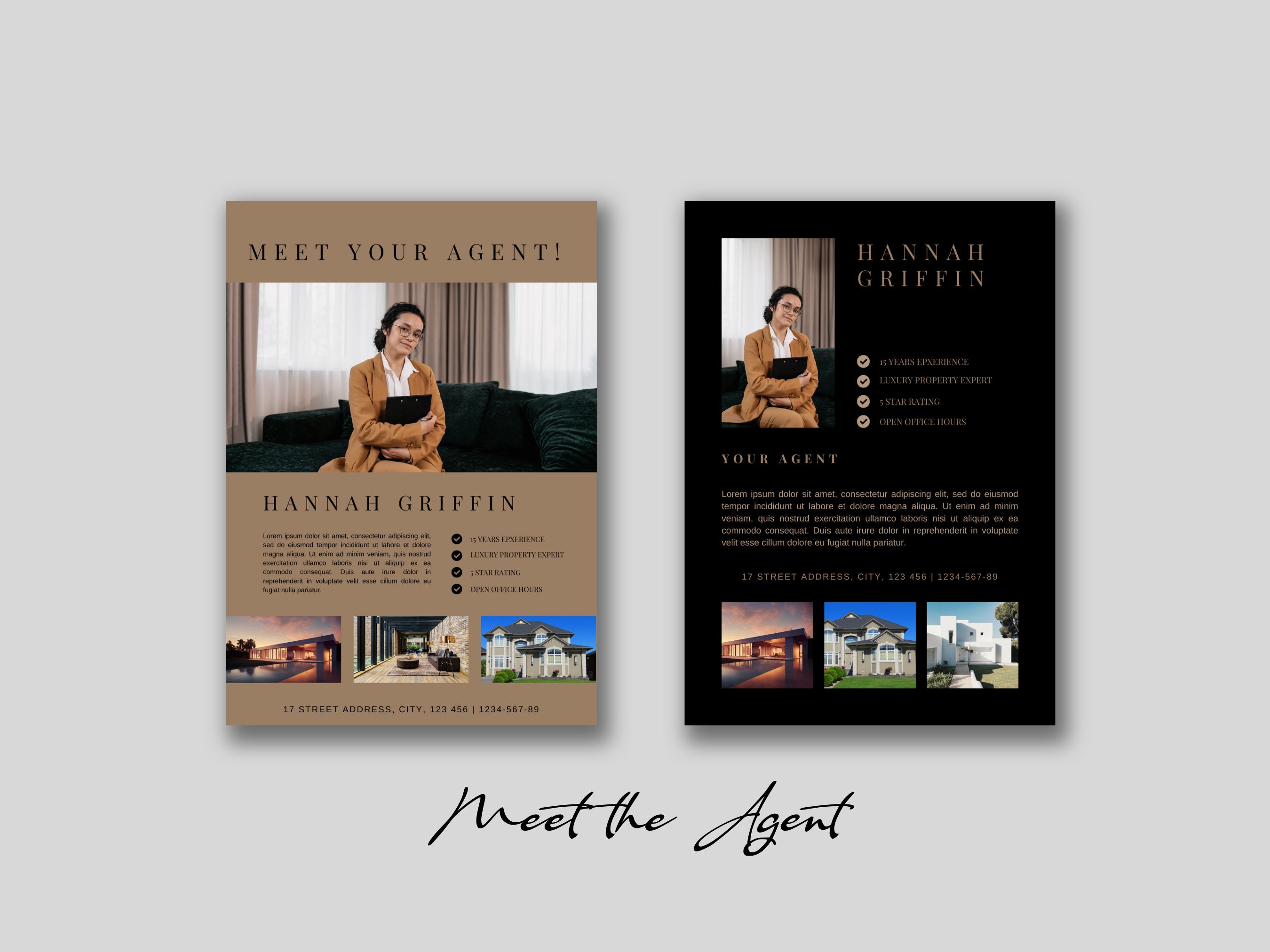 Wharf Luxury Real Estate Flyer Bundle Canva Template | Black Gold ...