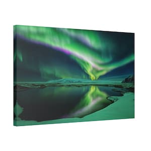 Canvas Wall Art Northern Lights Sky Home Decor Mountains Wall Art Aurora Nature Decor
