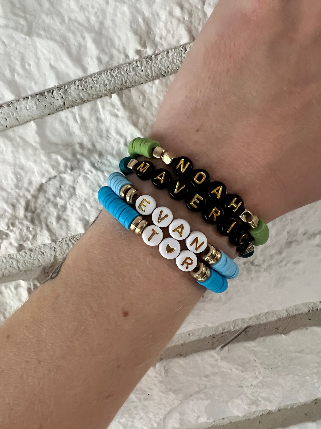 Personalized Heishi Name Bracelets Etsy