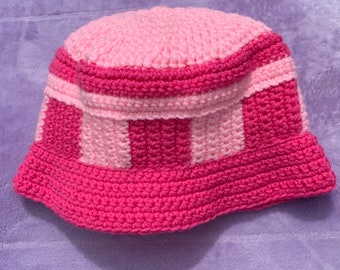 Checkered Pink Bucket Hat|Handmade Crochet Hat| Ready to Ship | Crochet Bucket Hat| Bucket Hat | Pink Hat| Cute Hat | Checkered Hat