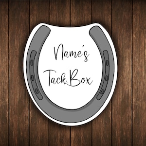 Personalized Equestrian Sticker Customizable Tack Box Horse Sticker HorseShoe Decal Equestrian Gift Water Resistant Free Shipping