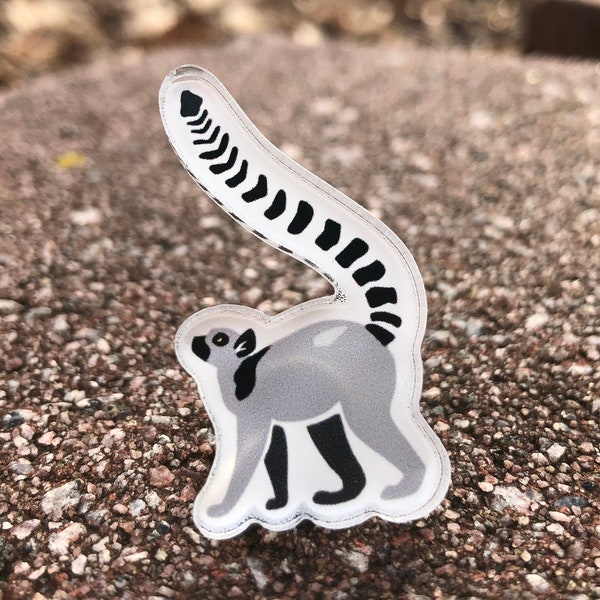Lemur Acrylic Pin Wildlife Collection Cute Acrylic Lemur Pin Collectible Wildlife Pins Zoo Animals Backpack Pins