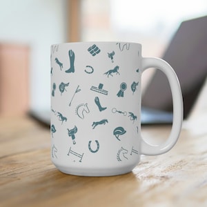 Icono ecuestre Taza de cerámica blanca Regalo ecuestre Caballo amante de la taza Copa ecuestre de cerámica