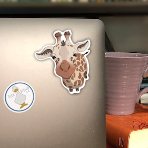 Giraffe Sticker Design Unieke Giraffe van boven Laptop Decal Wildlife Giraffe Water Bottle Sticker voor de Giraffe Lover Animal Lover Gift