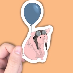 When Pigs Fly Vinyl Matte Decal Cute Pig Sticker Aviator Pig Decal Matte Vinyl Show Pigs Pig Lover Gift Water Resistant Free Shipping