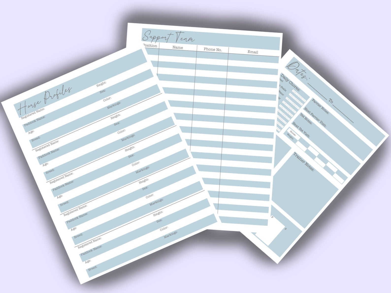 Horse Care Checklist Digital Download Horse Profiles Support Teams ...