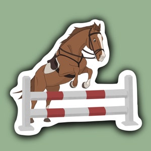 Aanpasbare animatie Engels Jumper Horse Sticker Personal Jumping Horse Cartoon Decal Cadeau voor paardensport Handgemaakte Engelse paardensport