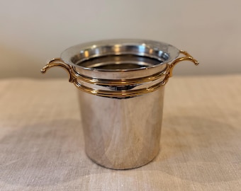 Mixed Metal Mid Century Ice Bucket