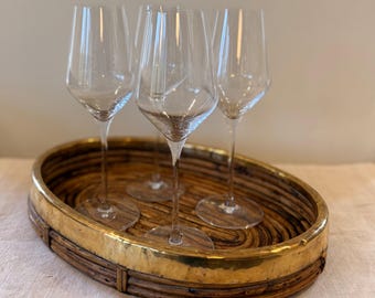 Cesta vintage de caña y latón - Atribuida a Gabriella Crespi