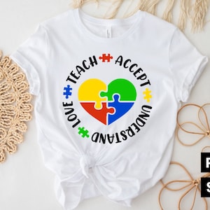 Accept Understand Teach Love Svg, Autism Puzzle Heart Svg, Acceptance Svg, Autism Awareness Month, Autism SVG
