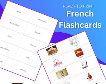 Days, Months, and Time - French/English Flashcards