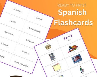 Schulfächer und -materialien - Spanische/Englische Flaschards