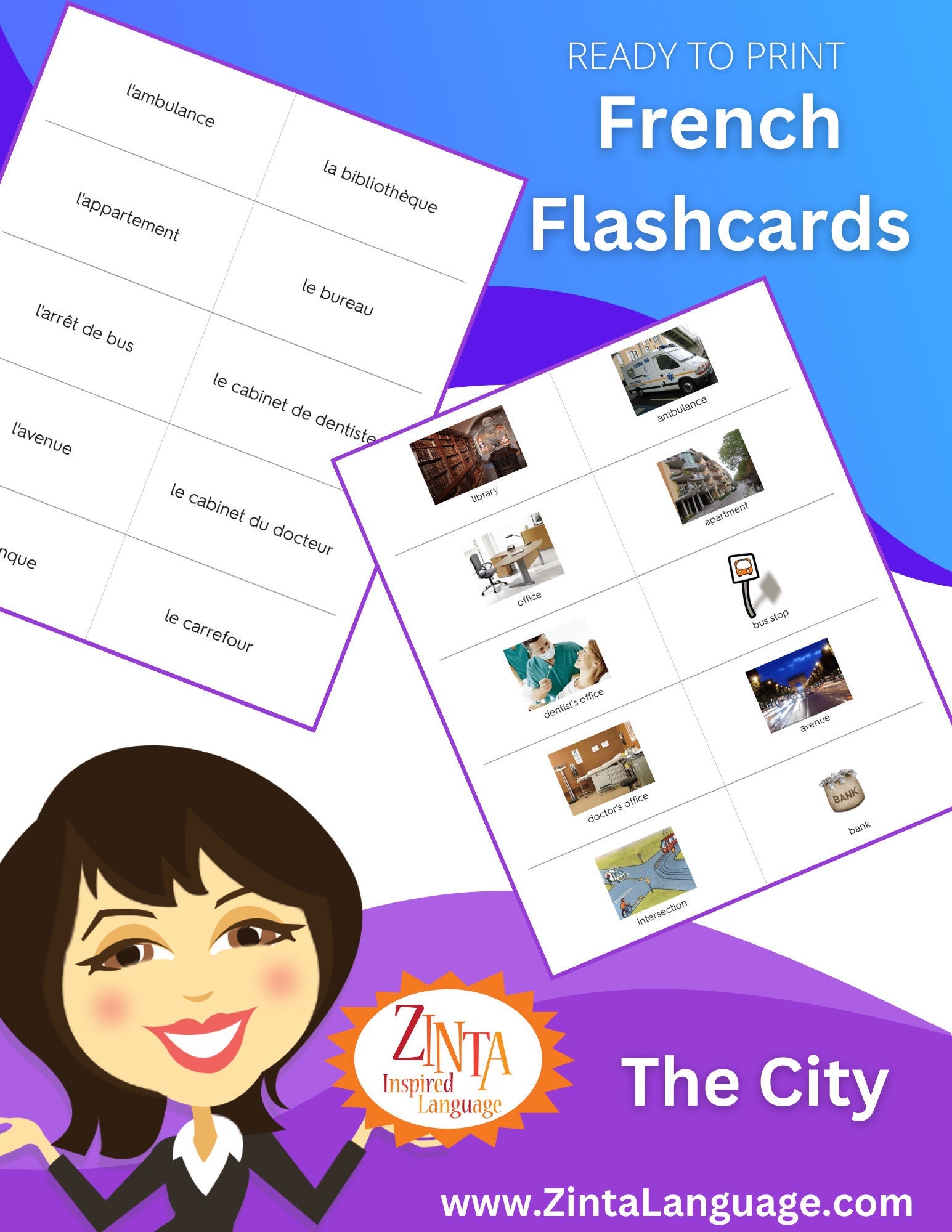 City - French/English Flashcards