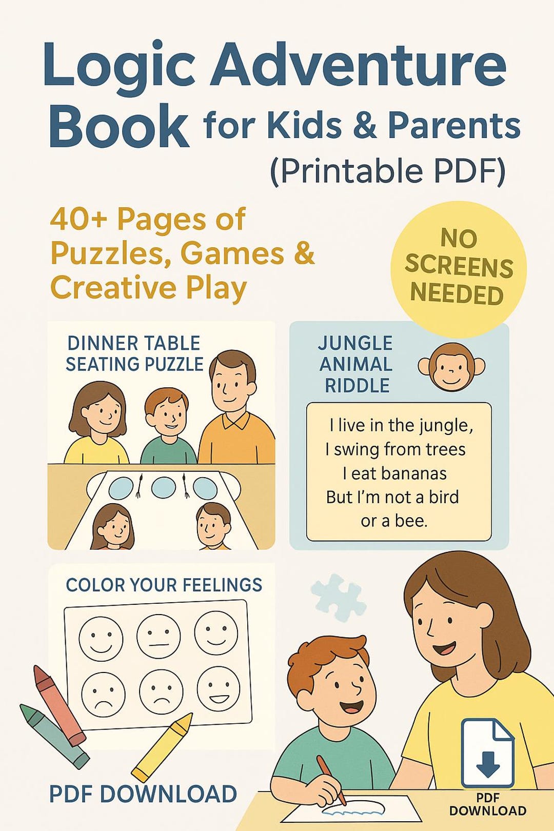 Logic & Emotion Activity Book for Kids: Creative Puzzles, Story Games ...