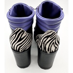 Lilac Love Ankle Boots: Zebra Stripe, Italian Leather, Handmade