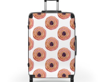 Travel Luggage, Large Size, Checked Bag, Hard Shell, 360º Spinner Wheels, Adjustable Handle, Rolling Suitcase - Blush Me Not - White