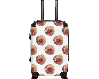 Travel Luggage, Small Carry-On, Hard Shell, 360º Spinner Wheels, Adjustable Handle, Rolling Suitcase, Rosenfully Rose - White