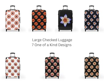 Luggage Large Checked Bag - Choose from 7 One of a Kind Designs -  Hard Shell, 360º Rolling Spinner Wheels, Adjustable Handle