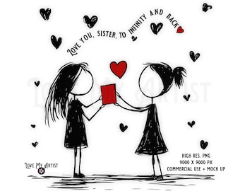 Heartfelt Message to your Sister & Best Friends Printable Card, High Resolution, PNG and JPG - DIY Sublimation Craft