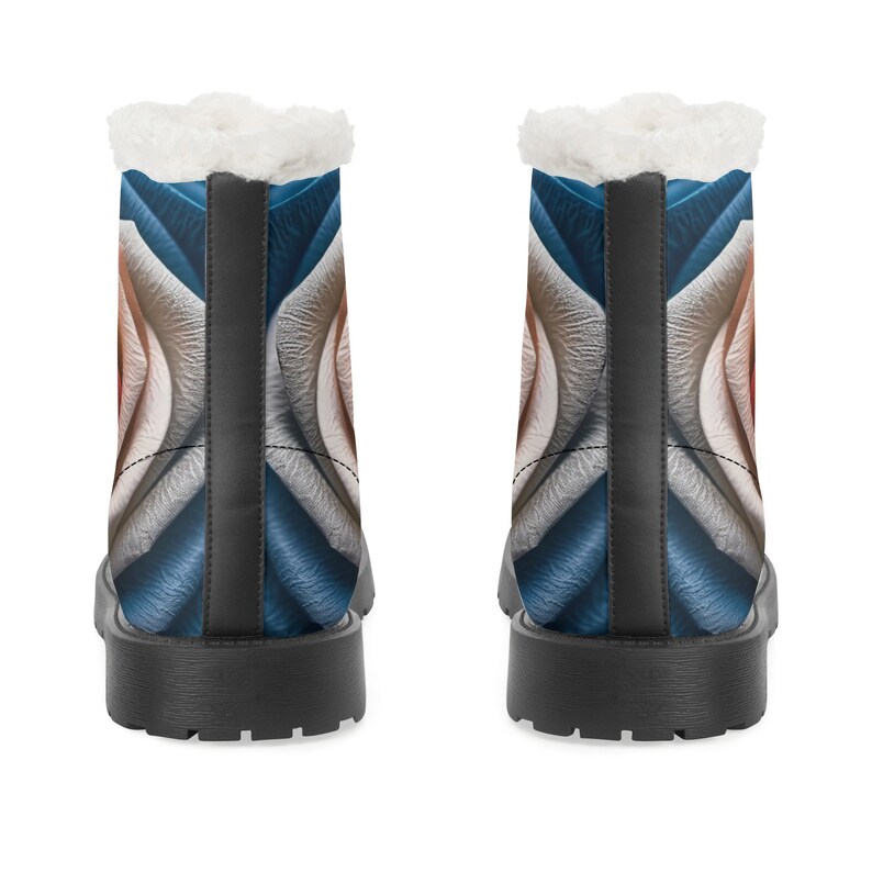 Patriot Rose Combat Winter Boots, Chukka Boots, Womens Faux Fur Lined Vegan Leather, Faux