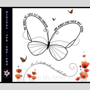 Wings of Love Sympathy Card - Printable Keepsake for Celebration of Life - Instant Download - PNG, JPG, PDF