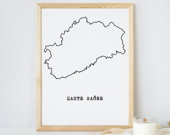 Affisch för Haute-Saône-departementet, Haute-Saône-affisch, Haute-Saône-departementet, karta över Haute-Saône, karta över Frankrike