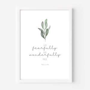 Psalmen 139:14, Ich bin ängstlich und wunderbar gemacht, Kind, Kinderzimmer, Babygeschenk, Schrift, Babyparty, christliches Geschenk, druckbar