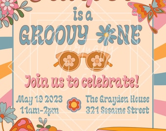 Groovy One Birthday Invitation