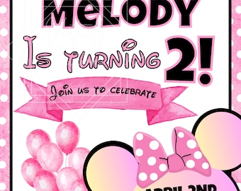 Two-dles Minnie Inspired Birthday Invitation