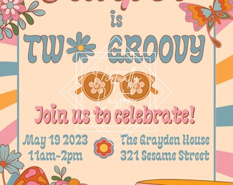 TWO groovy Birthday Invitation