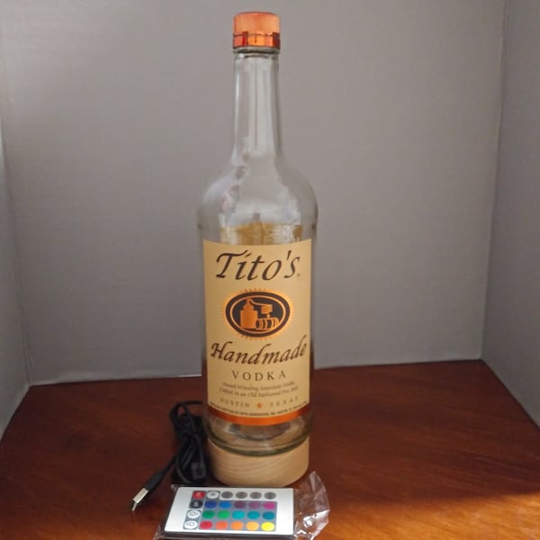 TITOs  Vodka , bottle with Led Light only 1   Botella de TITOs vodka con Luz LED