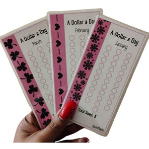 1日1ドルの月間貯蓄チャレンジ - A6サイズインサート - A6サイズブックマーク