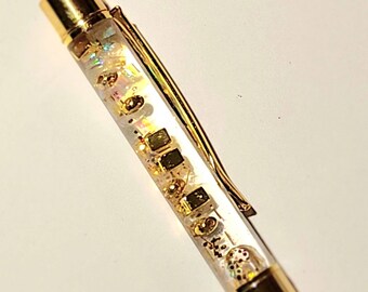 Gaudy Gold Floating Pen, Nostalgic Pen, Novelty Gift Pen, Fancy Pen, Glam pen, Gold Lover, Sensory Pen, Fidget Pen