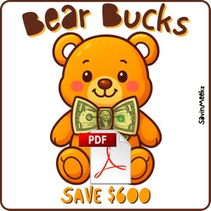 Mini Dash PDF - Mini Savings Challenge Bundle - BEAR BUCKS - Mini Monday - Beginners Savings Challenge - Save 600 - Print at Home