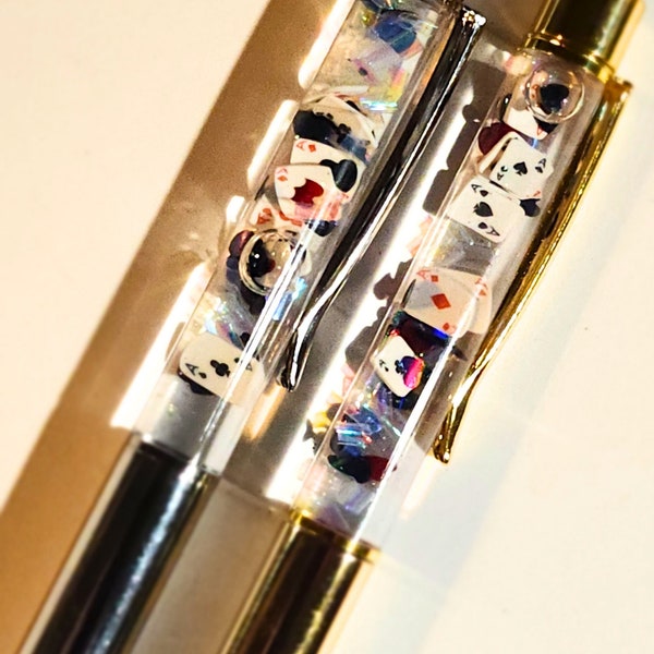 Ace Check Floating Pen, Nostalgic Pen, Novelty Gift Pen, Spades Pen, BHM pen, Playing Cards Pen, Sensory Pen, Fidget Pen