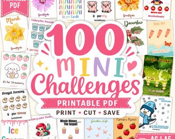 100 Mini Savings Challenges - Printable PDF A6 A7 A5 Cash Envelope Inserts - Micro Tiny Savings - Print and Cut at Home