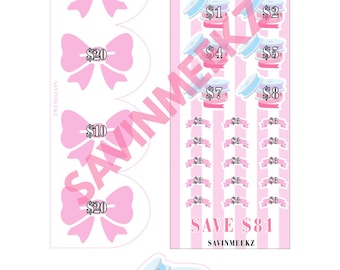 Ribbon and Riches Savings Bookmark Bundle PDF, Mini Tiny Printable Savings Challenge, PNG file for Cutting Machines, Digital Download