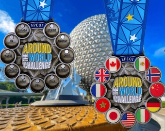 EPCOT Challenge Passport Medal: Drink Around The World for Disney birthdays, Disney bachelorette, Disney bridal parties, Disney weddings