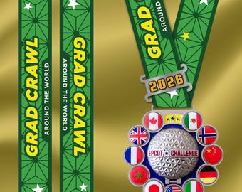 EPCOT Graduation Around the World Challenge Passport Medal | Drinking | 11 Country Flags | Mixed Reality | Digital Passport Photos